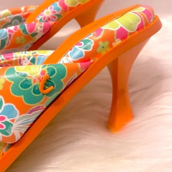 New Sam Edelman Circus Skeet Floral Orange Sandals Size 7 1/2 - Picture 8 of 13